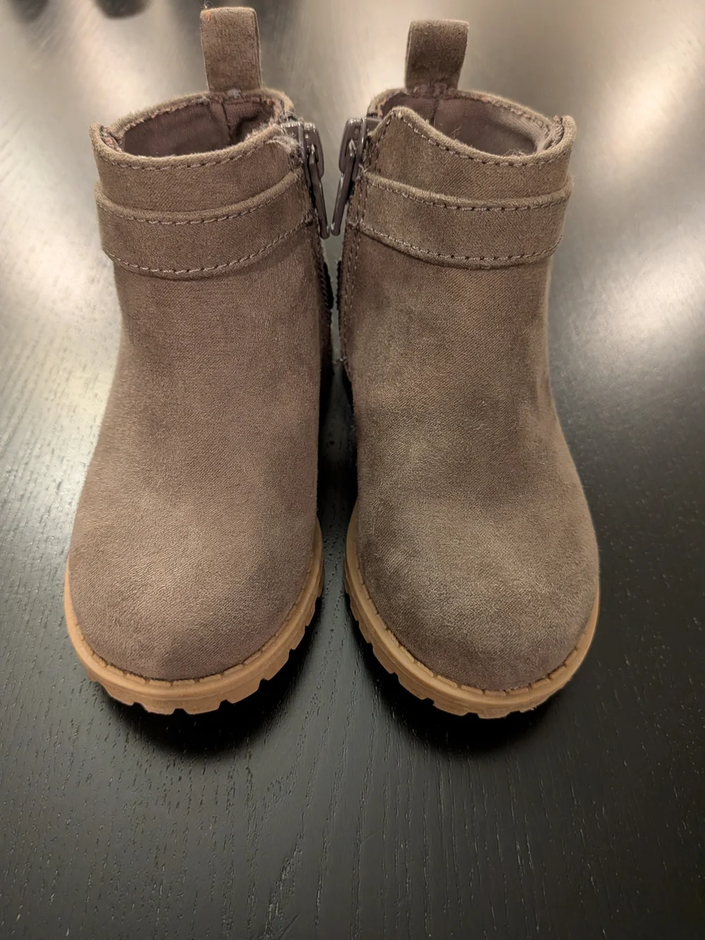 Kids Taupe Suede Ankle Boots with Buckle
